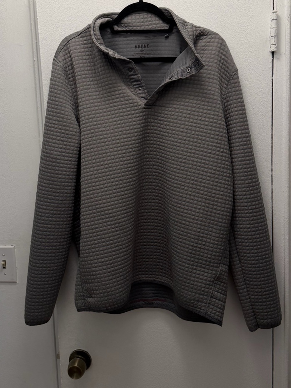 RHONE Men's Quilted Gray Zip-Style Pullover Sweater
